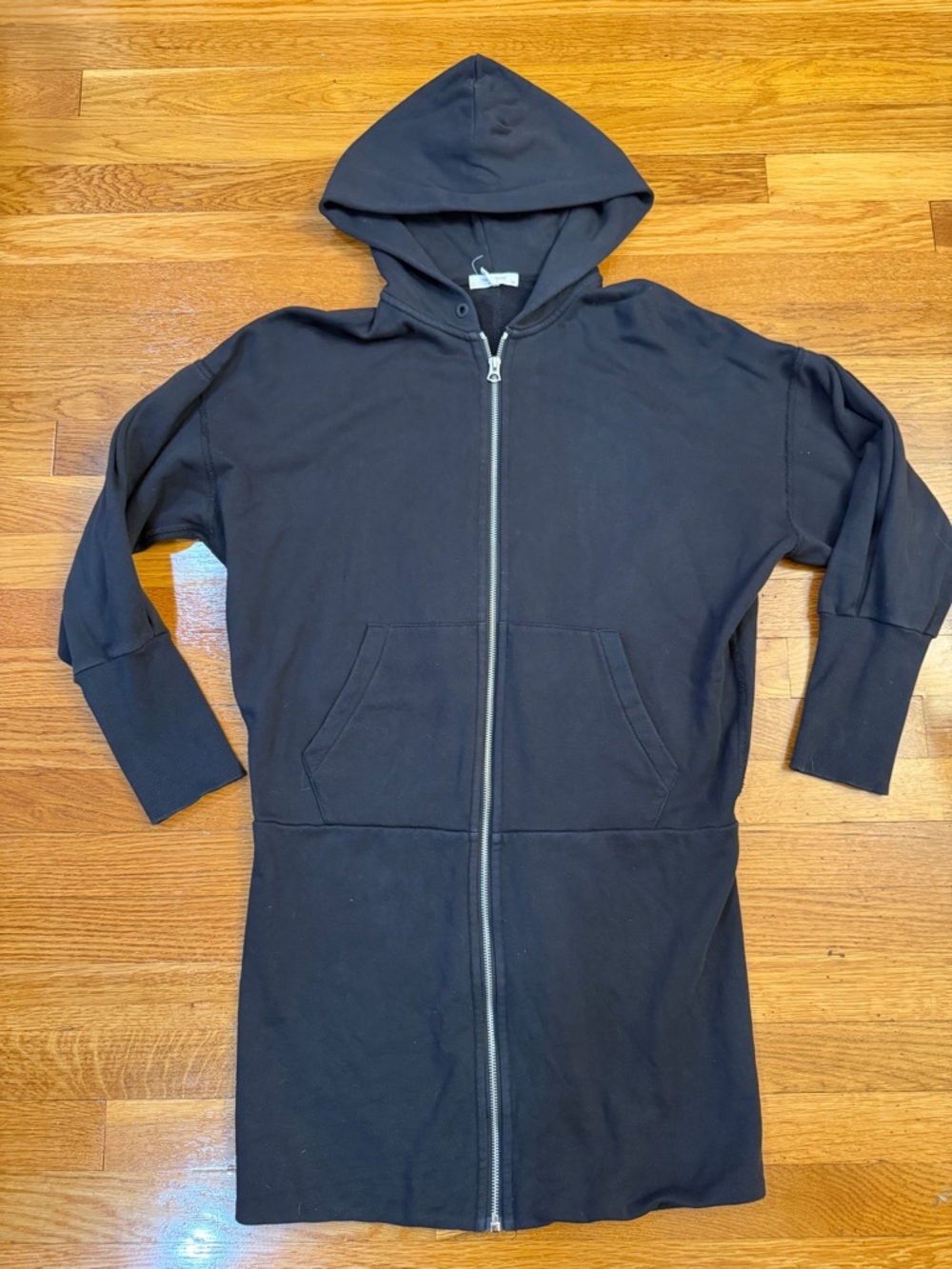 Rag & Bone Forest Long Hooded Sweatshirt Dress Black -  Size Medium